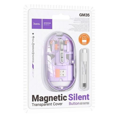 Hoco GM35 Ratón Inalámbrico 2.4G y Bluetooth Recargable Silencioso Púrpura