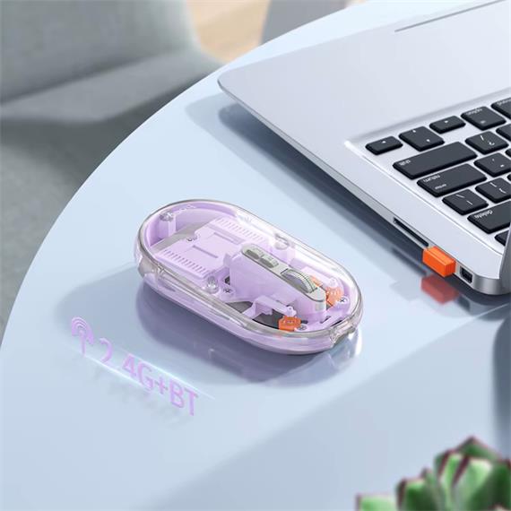 Hoco GM35 Ratón Inalámbrico 2.4G y Bluetooth Recargable Silencioso Púrpura