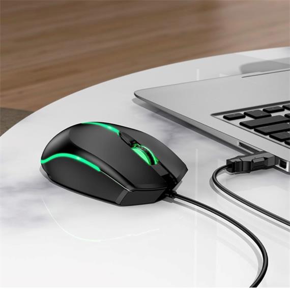 Hoco GM37 Ratón Gaming con Cable USB-A 1.4m 2.400Dpi Negro