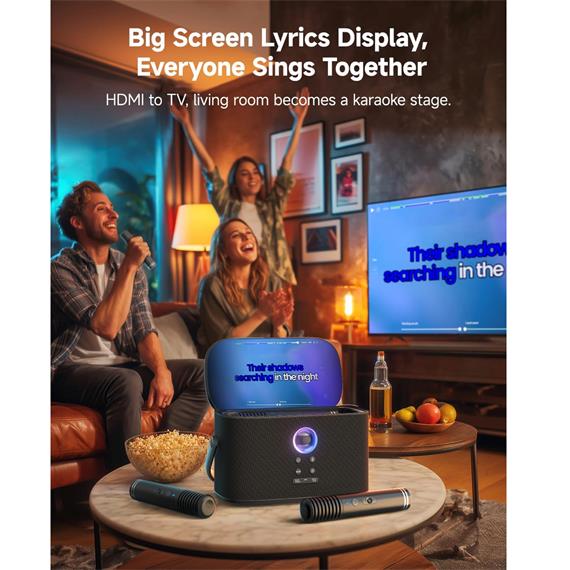 Ikarao Shell S2 Altavoz Karaoke Recargable con Pantalla 8" 140W y 2 Micros