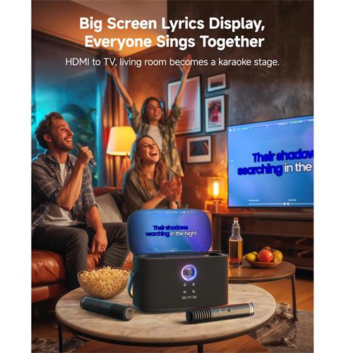 Ikarao Shell S2 Altavoz Karaoke Recargable con Pantalla 8" 140W y 2 Micros