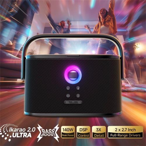 Ikarao Shell S2 Altavoz Karaoke Recargable con Pantalla 8" 140W y 2 Micros