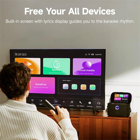 Ikarao Shell S2 Altavoz Karaoke Recargable con Pantalla 8" 140W y 2 Micros
