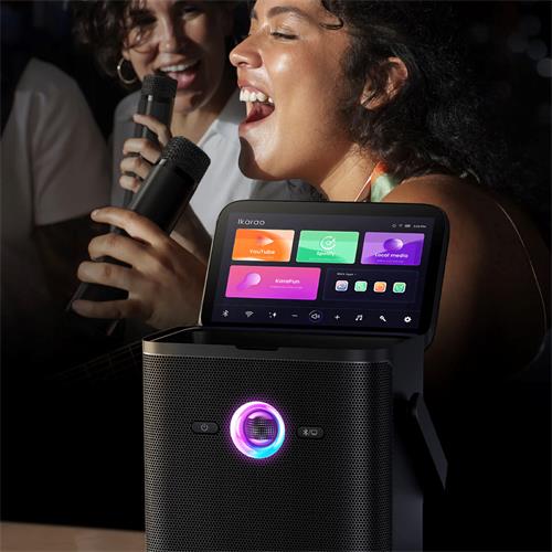 Ikarao Shell S3 Altavoz Karaoke Recargable con Pantalla 7" 80W y 2 Micros