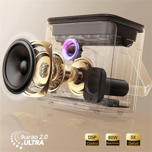 Ikarao Shell S3 Altavoz Karaoke Recargable con Pantalla 7" 80W y 2 Micros