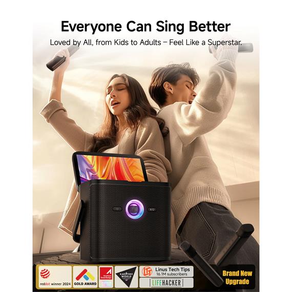 Ikarao Shell S3 Altavoz Karaoke Recargable con Pantalla 7" 80W y 2 Micros