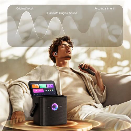 Ikarao Shell S3 Altavoz Karaoke Recargable con Pantalla 7" 80W y 2 Micros