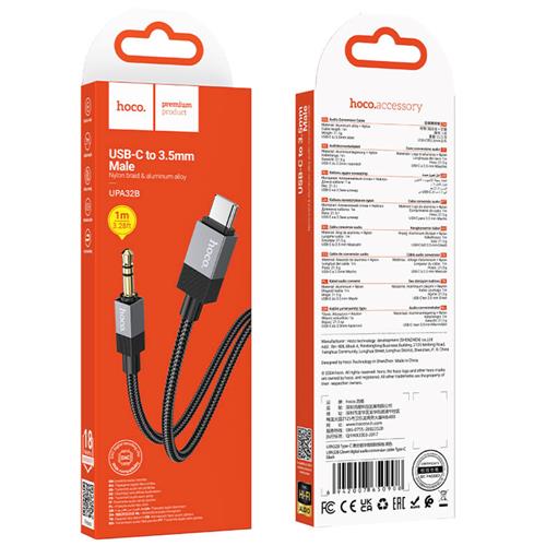 Hoco UPA32B Cable USB-C a Jack 3.5mm 1 metro Negro