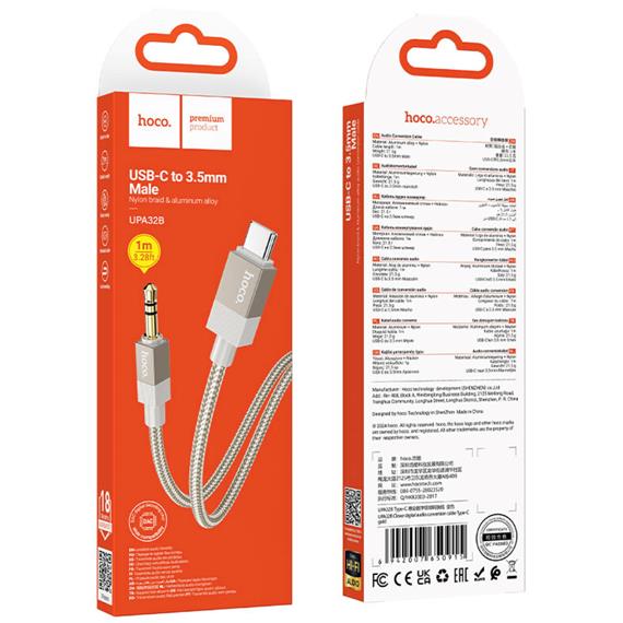 Hoco UPA32B Cable USB-C a Jack 3.5mm 1 metro Dorado