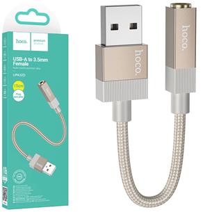Hoco UPA32D Cable USB-A a Jack 3.5mm  Dorado