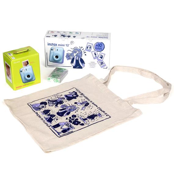 Fujifilm Instax Mini 12 Cámara Instantánea Kit Regalo Pastel Blue