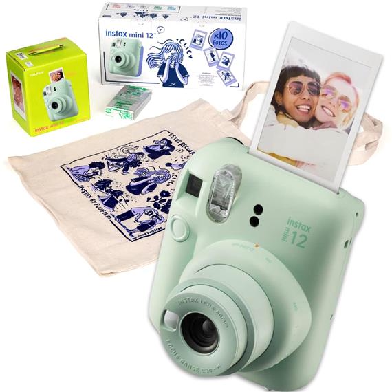 Fujifilm Instax Mini 12 Cámara Instantánea Kit Regalo Mint Green
