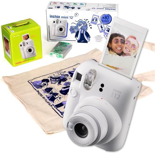Fujifilm Instax Mini 12 Cámara Instantánea Kit Regalo Clay White