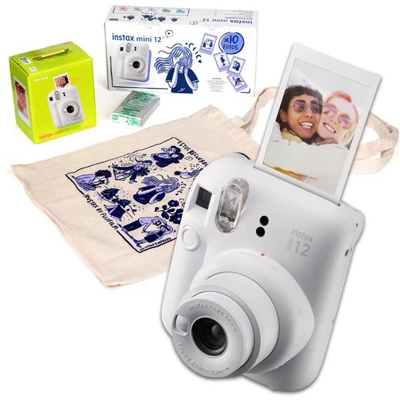 Fujifilm Instax Mini 12 Cámara Instantánea Kit Regalo Clay White