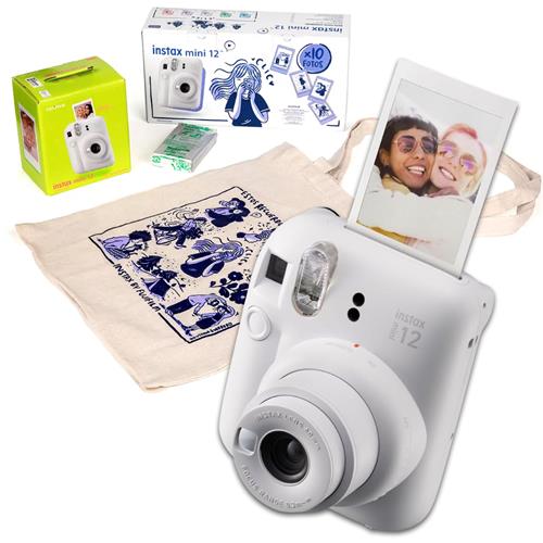 Fujifilm Instax Mini 12 Cámara Instantánea Kit Regalo Clay White