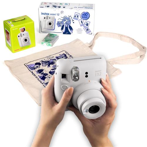 Fujifilm Instax Mini 12 Cámara Instantánea Kit Regalo Clay White