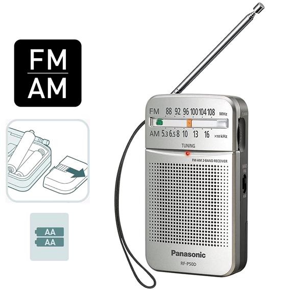 Panasonic RF-P50DEG-S Radio de Bolsillo AM/FM con Antena