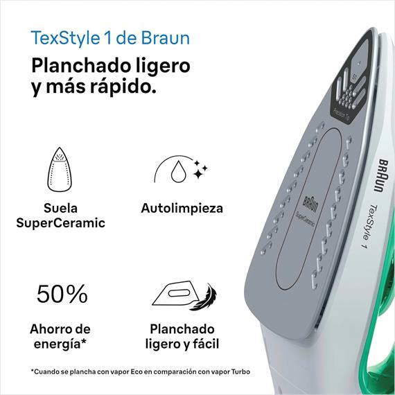 Braun SI1040GR Plancha de Vapor 2.000W 220ml