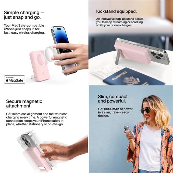 Powerbank 5.000mAh Belkin Magsafe 7.5W QI2 Rosa BBC010-PL
