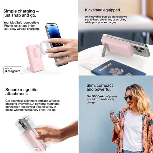Powerbank 5.000mAh Belkin Magsafe 7.5W QI2 Rosa BBC010-PL