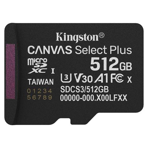 Memoria Micro SDXC 512GB Kingston Clase 10+ Adaptador 150MBS SDCS3