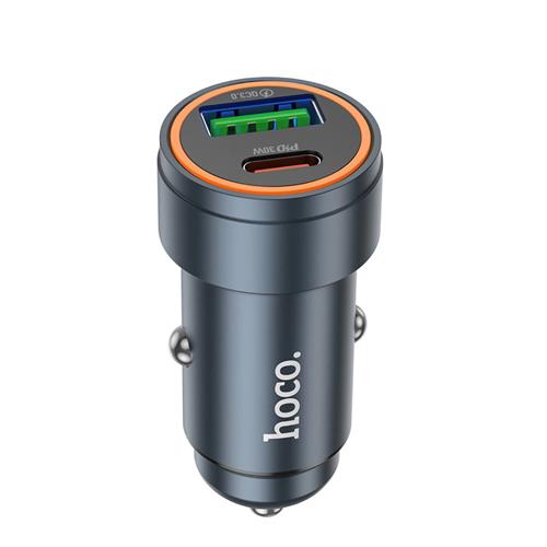 Cargador de Coche Hoco Z57A Glorious PD30W+QC3.0  Metal Gray