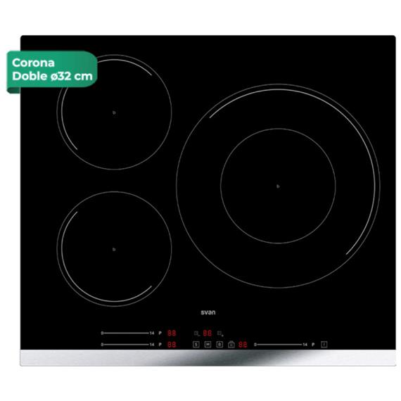 Svan SI3601SB32 Placa Inducción 60cm 3 Zonas Cristal Negro