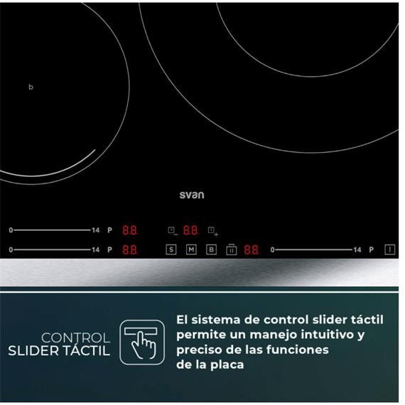 Svan SI3601SB32 Placa Inducción 60cm 3 Zonas Cristal Negro