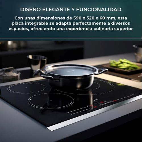 Svan SI3601SB32 Placa Inducción 60cm 3 Zonas Cristal Negro
