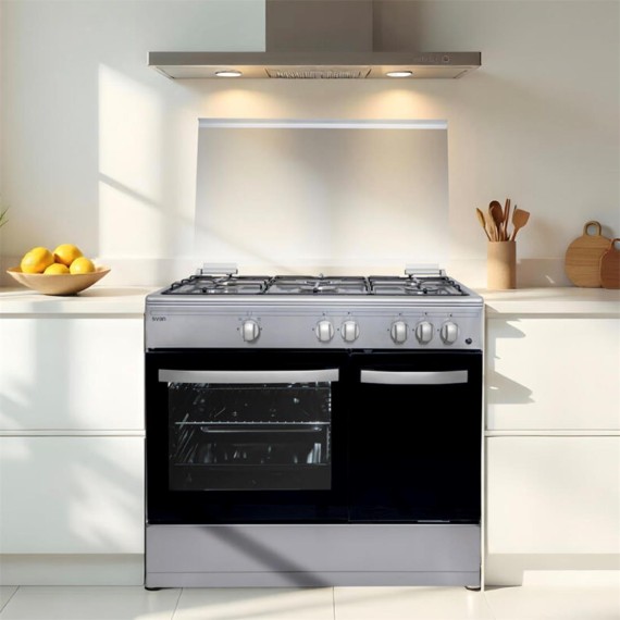 Svan SKGW5901PBX Cocina Gas 90cm con Wok Horno 59L