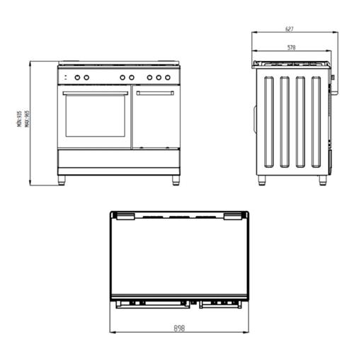 Svan SKGW5901PBX Cocina Gas 90cm con Wok Horno 59L