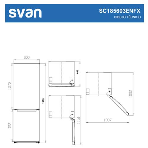Svan SC185603ENFX Frigorífico Combi E 185cm 60cm 60cm Inox