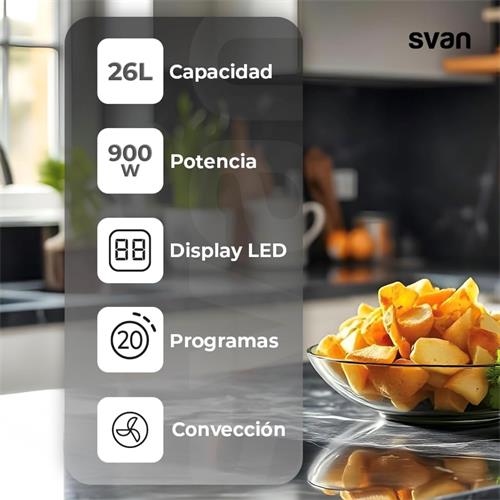 Svan SVMW270CVN Microondas 26L Display Conveccion Airfry Negro