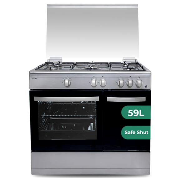 Svan SKMW4601X Cocina Mixta Butano 60cm con Wok Horno 56L Inox