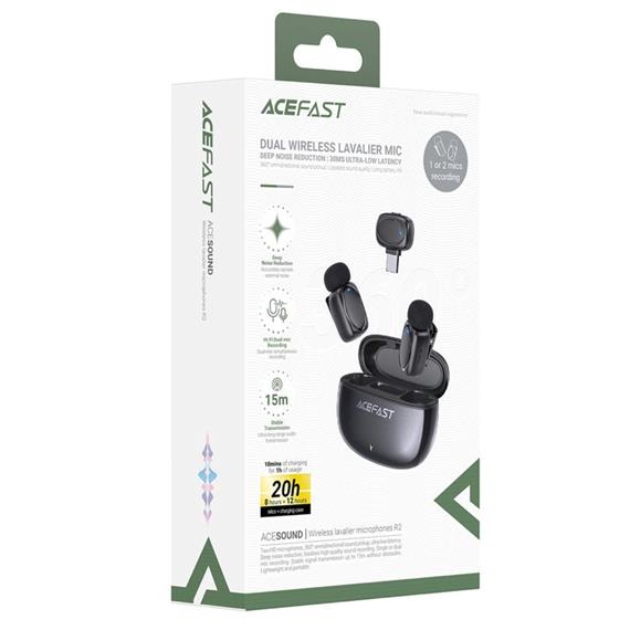 Acefast R2 Kit con 2 Micrófonos Lavalier HD Inalámbricos con receptor USB-C