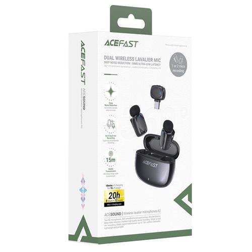 Acefast R2 Kit con 2 Micrófonos Lavalier HD Inalámbricos con receptor USB-C