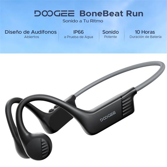 Doogee BoneBeat Run Auricular Deportivo de Conducción Osea Bluetooth Negro