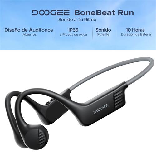 Doogee BoneBeat Run Auricular Deportivo de Conducción Osea Bluetooth Negro