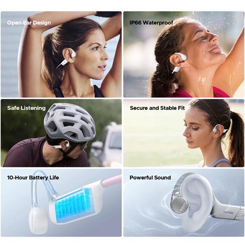 Doogee BoneBeat Run Auricular Deportivo de Conducción Osea Bluetooth Negro