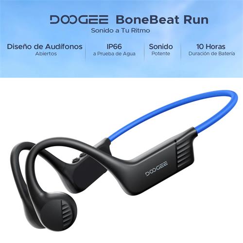 Doogee BoneBeat Run Auricular Deportivo de Conducción Osea Bluetooth Azul
