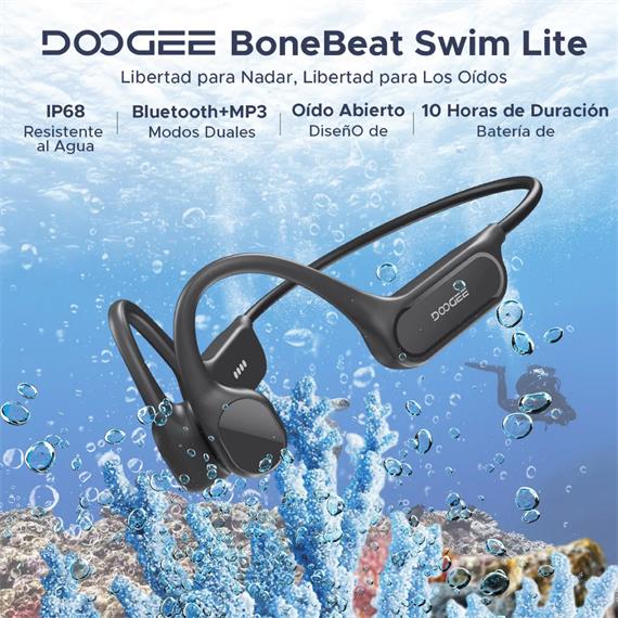 Doogee BoneBeat Swim Lite Auricular de Conducción Osea BT y MP3 para Nadar Gris Oscuro