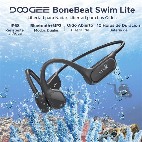 Doogee BoneBeat Swim Lite Auricular de Conducción Osea BT y MP3 para Nadar Gris Oscuro