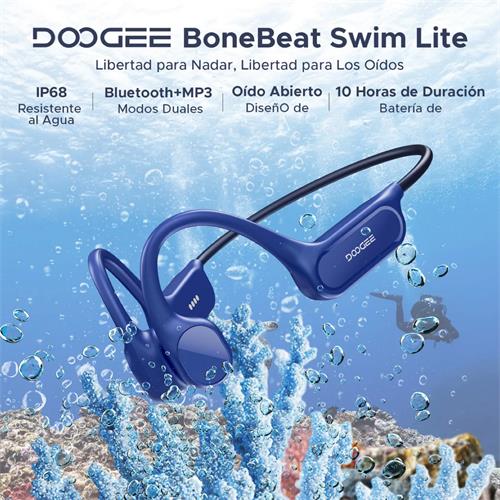 Doogee BoneBeat Swim Lite Auricular de Conducción Osea BT y MP3 para Nadar Azul