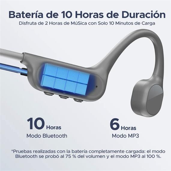 Doogee BoneBeat Swim Lite Auricular de Conducción Osea BT y MP3 para Nadar Gris Claro