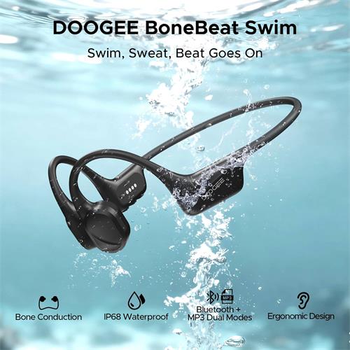 Doogee BoneBeat Swim Auricular de Conducción Osea BT y MP3 para Nadar Negro