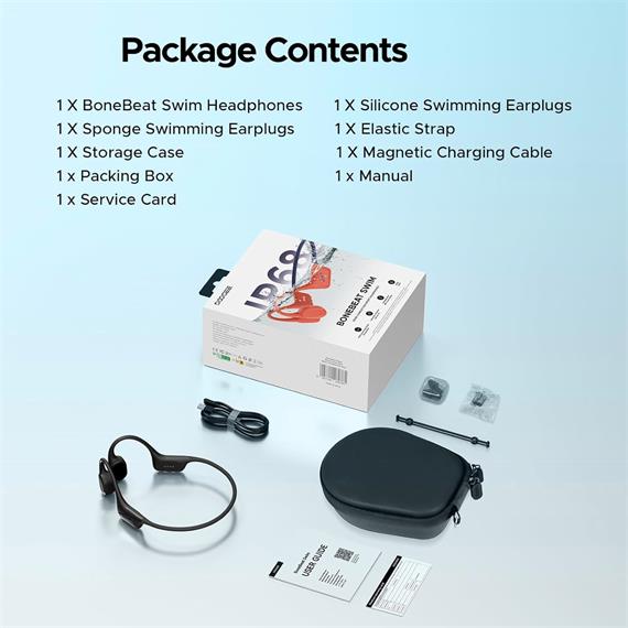 Doogee BoneBeat Swim Auricular de Conducción Osea BT y MP3 para Nadar Negro