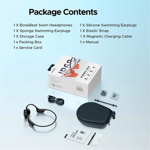 Doogee BoneBeat Swim Auricular de Conducción Osea BT y MP3 para Nadar Negro