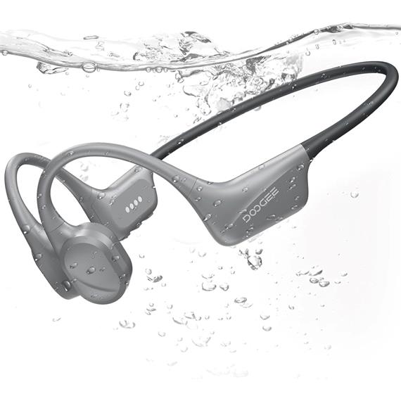 Doogee BoneBeat Swim Auricular de Conducción Osea BT y MP3 para Nadar Gris Claro