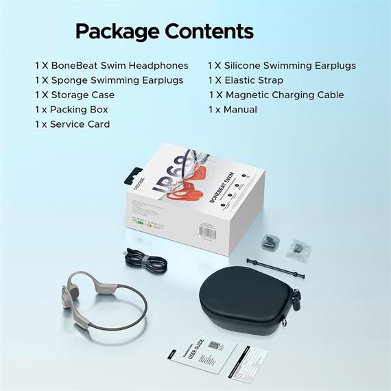 Doogee BoneBeat Swim Auricular de Conducción Osea BT y MP3 para Nadar Gris Claro