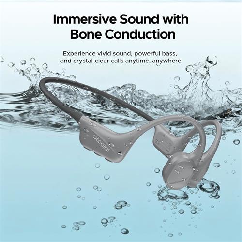 Doogee BoneBeat Swim Auricular de Conducción Osea BT y MP3 para Nadar Gris Claro